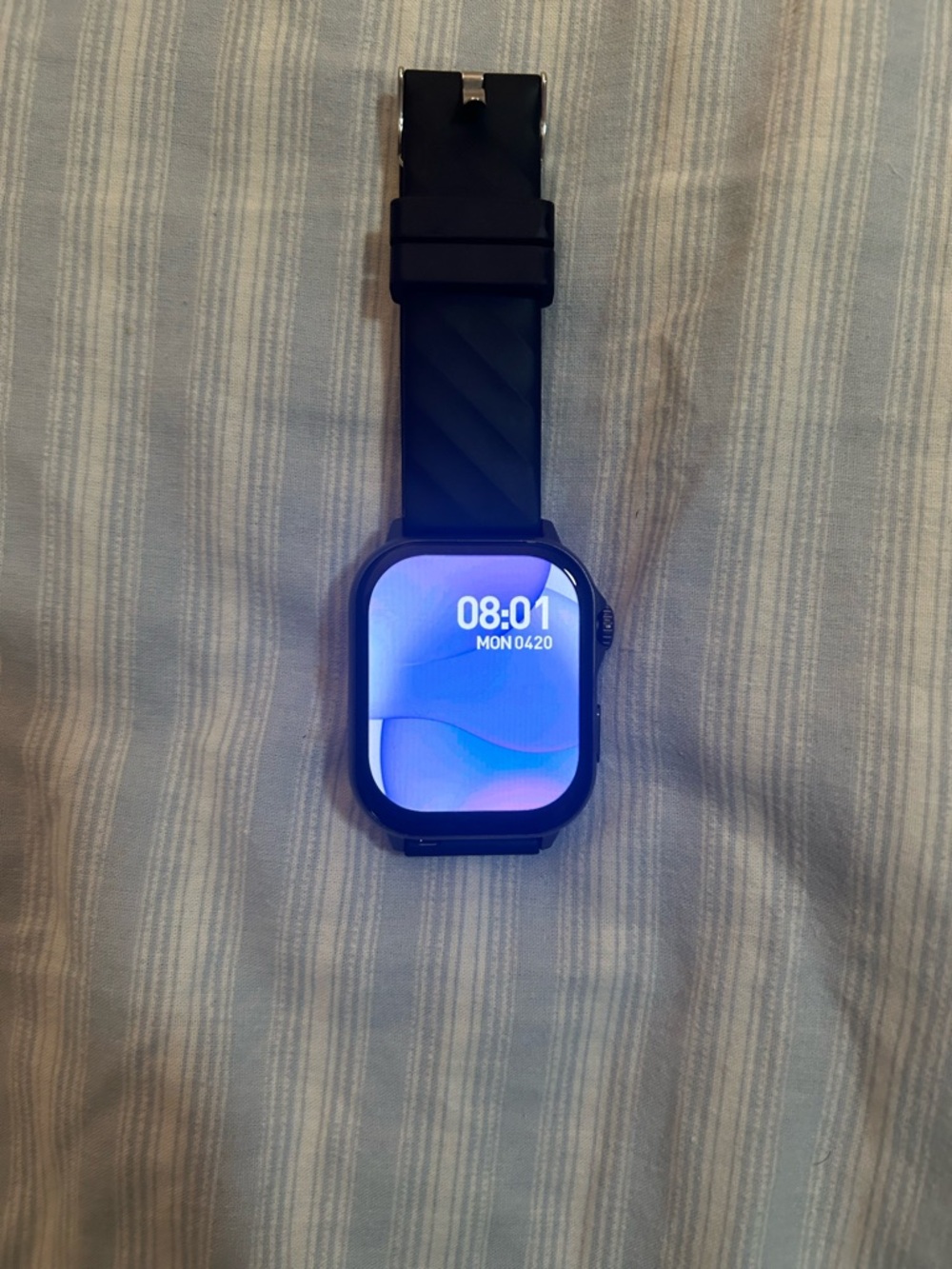 Black Smartwatch with Silicone Band - 1.8" Touch Display